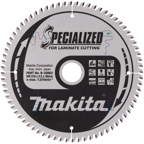 MAKITA B-33853 Kotouč pilový lamino SPECIALIZED 216x2.5x30mm 72Z = old B-29474 MAKITA B-33853 Kotouč pilový lamino SPECIALIZED 216x2.5x30mm 72Z = old B-29474