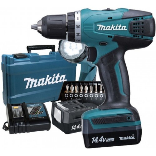 MAKITA DF347DWLX1 Aku vrtací šroubovák s lampou a příslušenstvím 2x aku. Li-ion 14,4V/1,5Ah