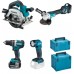 MAKITA DLX4154TJ Aku sada DHP484+DGA513+DHS661+DML815+(2x18V/2x5,0Ah)+(2x MAKPAC)