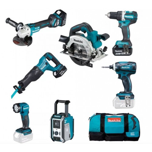 MAKITA DLX7018TX1 Aku sada DDF484+DGA513+DHS661+DJR186+DML815+DMR115+DTD146+(3x18V/5,0A)