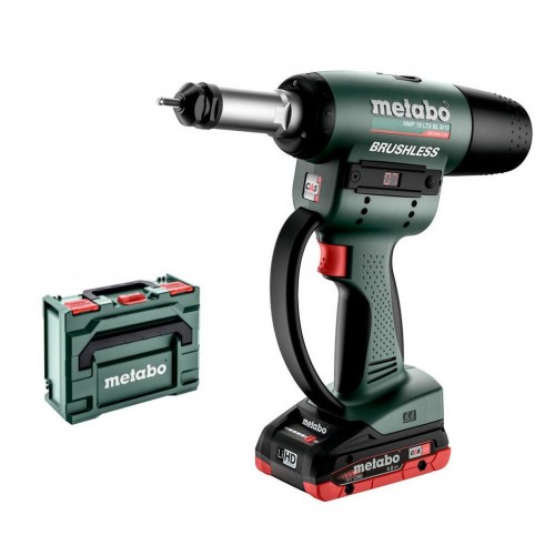 Metabo NMP 18 LTX BL M10 Aku nýtovací pistole na n.matice 2x4.0 Ah, MetaBOX 601788800