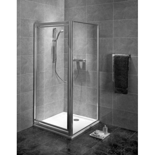 KOLO Akord křídlové dveře 90 do niky, k boční stěně čiré/stříbrná RDRP90222005