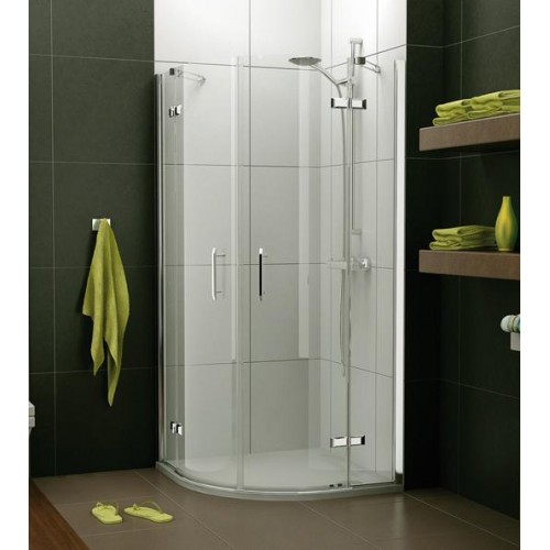 RONAL PLR Pur Light čtvrtkruh s dvoukřídlými dveřmi, 80cm, R50mm aluchrom/čiré PLR508005007