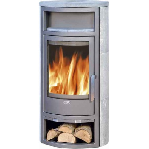 ABX Polar 4654-4-II krbová kamna na dřevo, šedý plech + kachle coffee