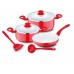 RENBERG Sada nádobí s keramickým povrchem 7 ks, červená RB-1196cerv