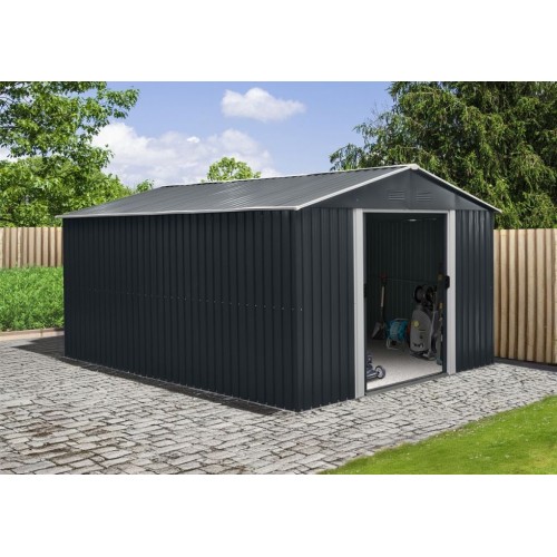 Riwall PRO RMSA 12x10 Anthracite - zahradní domek kovový 3 x 3,7 m SD-X1210-H170C-A