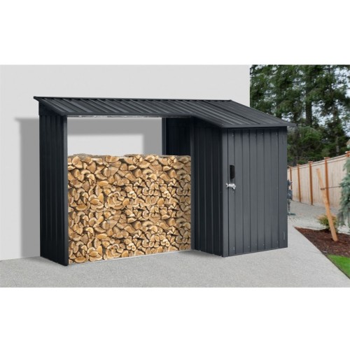 Riwall PRO RMWS 3x9 Anthracite - přístřešek na dřevo s kůlnou 2,7 x 1,6 m WS-XDB-E-A