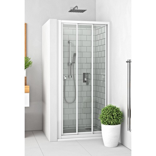 ROLTECHNIK Sprchové dveře posuvné s oboustranným vstupem pro instalaci do niky PD3N/900 bílá/transparent 413-9000000-04-02
