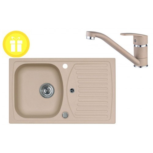 ALVEUS set dřez Record 30 béžový + baterie Nina béžová + dárek