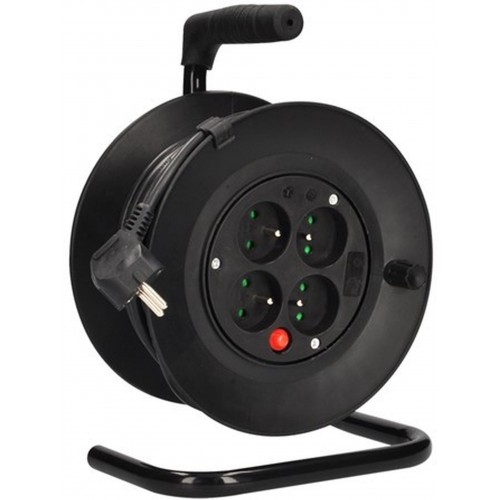 SOLIGHT Prodlužovací přívod na bubnu, 4 zásuvky, černý kabel 3x 1,0mm2, 15m PB22