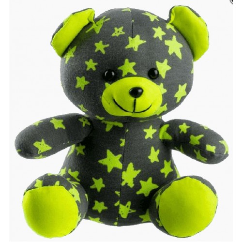 Medvídek svítící ve tmě 21cm šedý/žlutý plyš Medvídek svítící ve tmě 21cm šedý/žlutý plyš