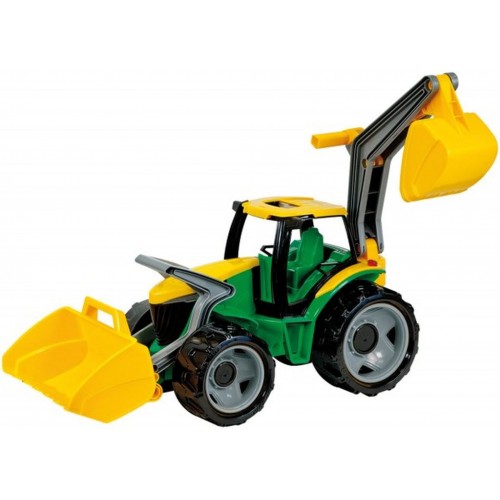 Traktor se lžící a bagrem plast zeleno-žlutý 65cm v krabici od 3 let