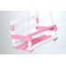 Houpačka dřevo, bílo-růžová, 38x30cm, nosnost 200kg