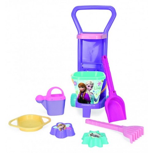 Vozík na pláž sada na písek plast 59cm Ledové království/Frozen v síťce Wader