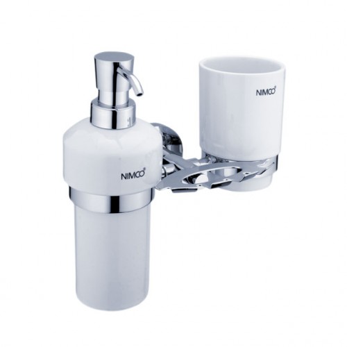 NIMCO UNIX držák dávkovače mýdla 200 ml, kartáčků a pohárku, keramika UN 1305731K-26