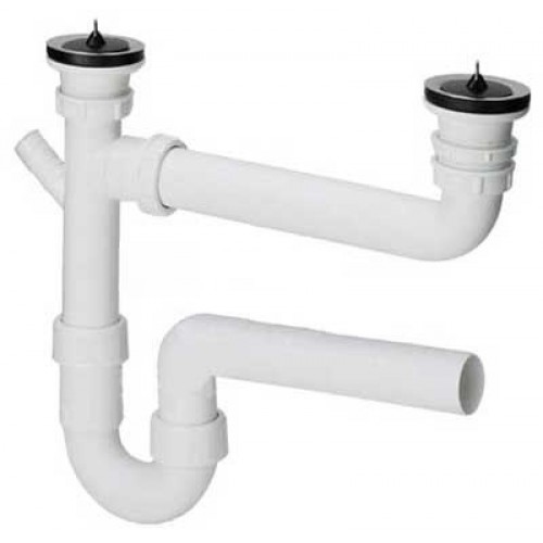 VIEGA Sifón pro dvojdřez s odbočkou 6/4"x 50 špunt 329174 VIEGA Sifón pro dvojdřez s odbočkou 6/4"x 50 špunt 329174