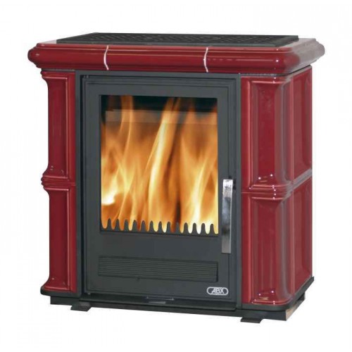 ABX Bavaria L 4634-7, Kachlová kamna na dřevo s litinovou vložkou, bordó, bez soklu
