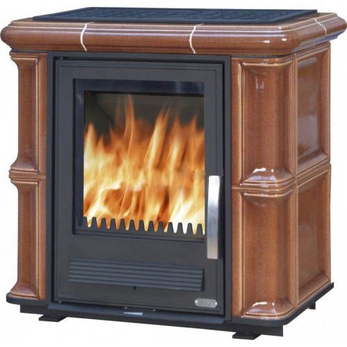 ABX Bavaria L 4634-7, Kachlová kamna na dřevo s litinovou vložkou, hnědá, bez soklu ABX Bavaria L 4634-7, Kachlová kamna na dřevo s litinovou vložkou, hnědá, bez soklu