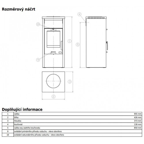ABX Falun 4622-5 krbová kamna na dřevo, černý plech
