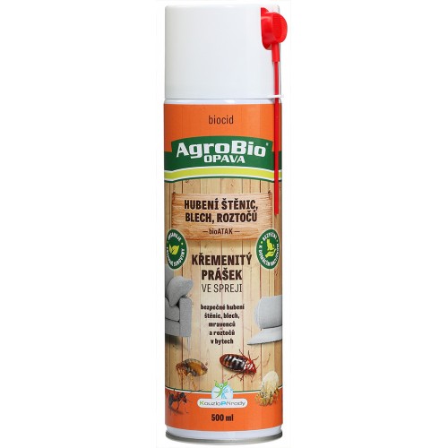 AgroBio KP bioATAK Křemenitý prášek ve spreji k hubení štěnic, blech, mravenců, roztočů 500 g 002165