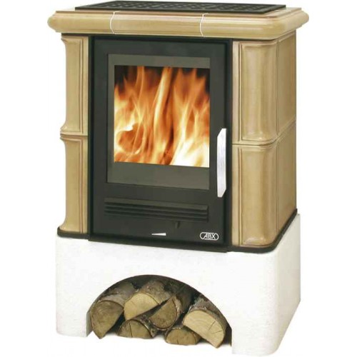 ABX Bavaria K, kachlová kamna na dřevo s kombi vložkou (litina/plech), sokl rovný, ahorn