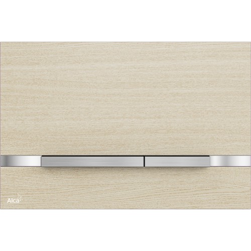 ALCAPLAST Flat Wood Ovládací tlačítko pro předstěnové systémy, kov-dekor dřeva STRIPE-OAK White