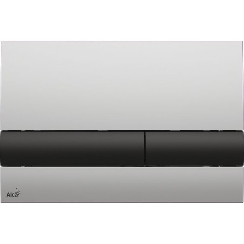 ALCAPLAST Ovládací tlačítko chrom-mat/černé k splachovacím nádržkám M1712-8