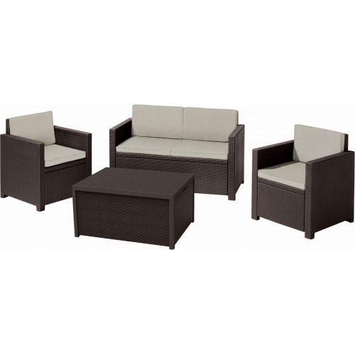 ALLIBERT MONACO Set zahradní s úložným stolem, hnědá/béžová 17200031