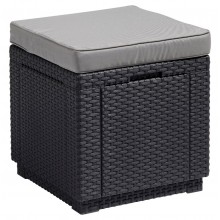 ALLIBERT CUBE Taburet s poduškou, 42 x 42 x 39 cm, grafit/šedá 17192157