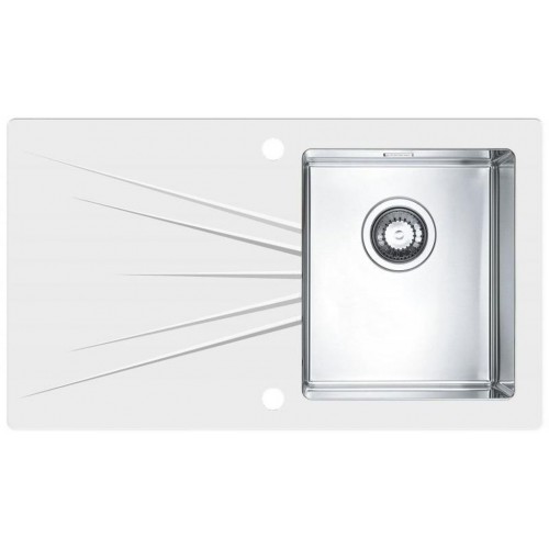 ALVEUS KARAT 10 kuchyňský dřez nerez/sklo, 860 x 500 mm, pravý, bílá 1103658