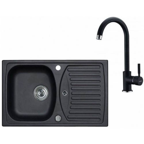 ALVEUS Set RECORD 30 dřez 780x480 mm + baterie AM 120, černá
