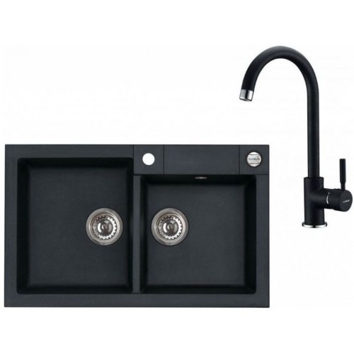 ALVEUS Set ROCK 90 dřez 780x480 mm + baterie AM 120, černá