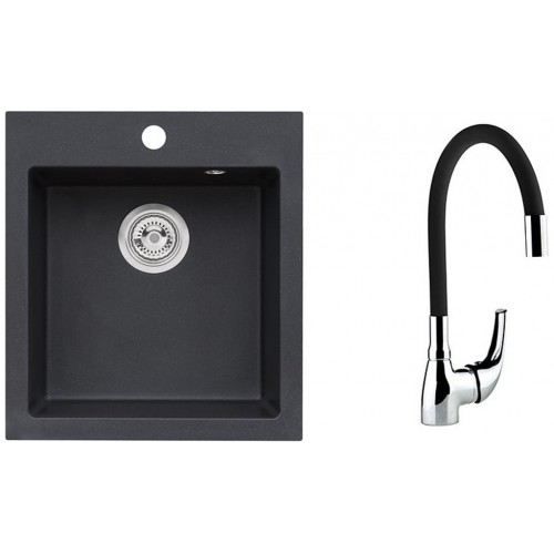 ALVEUS Set CORTINA 20 dřez 450x500mm + baterie SUPPLE, černá ALVEUS Set CORTINA 20 dřez 450x500mm + baterie SUPPLE, černá
