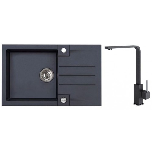 ALVEUS Set ROCK 130 dřez 780x480 mm + baterie AFRA, černá