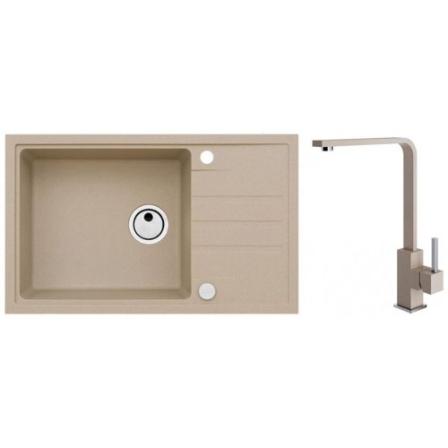 ALVEUS Set INTERMEZZO 130 dřez 780x480 mm + baterie AFRA, béžová