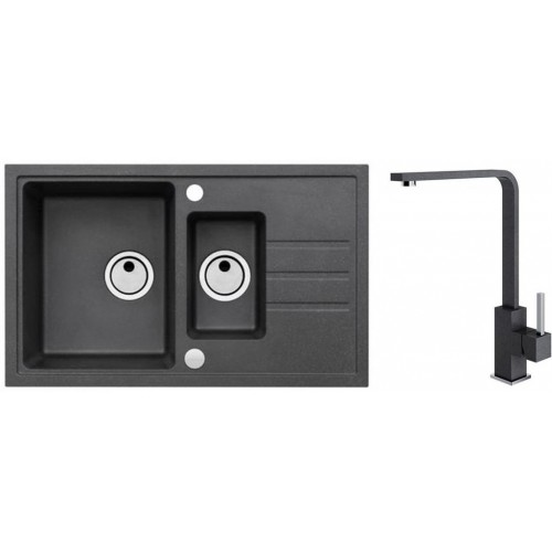 ALVEUS Set INTERMEZZO 70 dřez 780x480 mm + baterie AFRA, černá