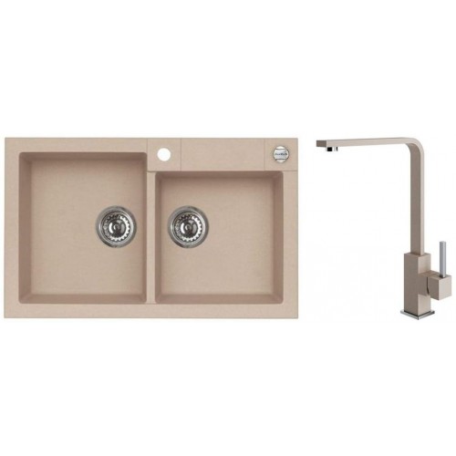 ALVEUS Set ROCK 90 dřez 780x480 mm + baterie AFRA, béžová