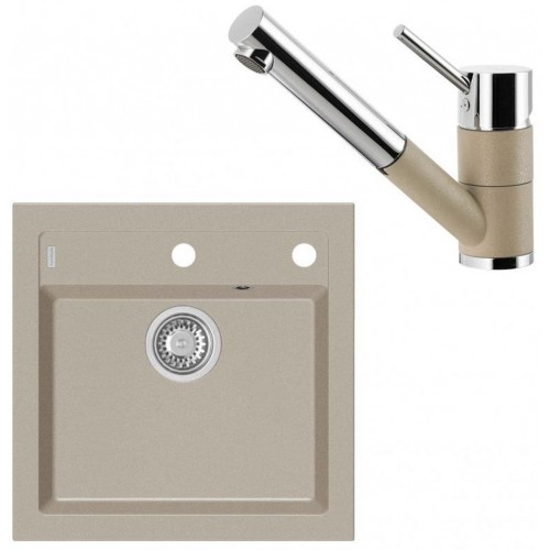 ALVEUS Set FORMIC 20 dřez 520x510 mm + baterie AM 100-P, Pebble 02