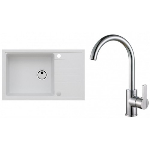 ALVEUS Set INTERMEZZO 130 dřez 780x480 mm + baterie TONIA, bílá + chrom