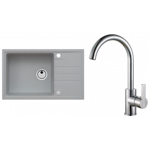 ALVEUS Set INTERMEZZO 130 dřez 780x480 mm + baterie TONIA, beton + chrom