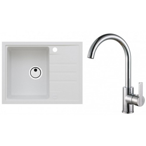 ALVEUS Set INTERMEZZO 30 dřez 620x480 mm + baterie TONIA, bílá + chrom