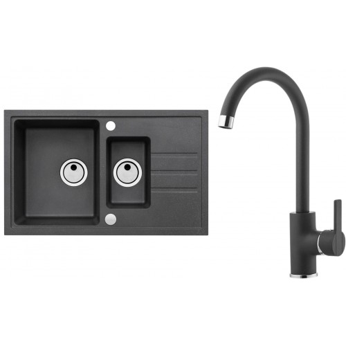 ALVEUS Set INTERMEZZO 70 dřez 780x480 mm + baterie TONIA, černá ALVEUS Set INTERMEZZO 70 dřez 780x480 mm + baterie TONIA, černá