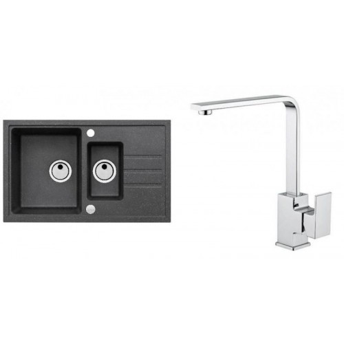 ALVEUS Set INTERMEZZO 70 dřez 780x480 mm + baterie RENO, černá