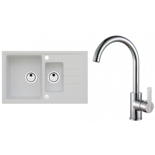 ALVEUS Set INTERMEZZO 70 dřez 780x480 mm + baterie TONIA, bílá + chrom