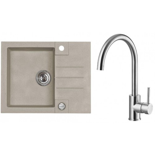 ALVEUS Set ROCK 30 dřez 595x475 mm + baterie ELZA, Pebble 02 + kartáčovaná ocel