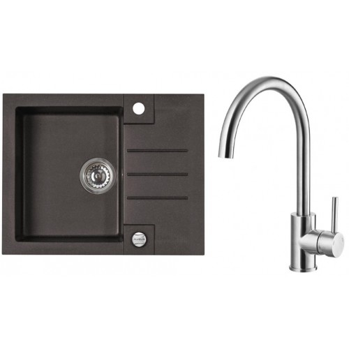 ALVEUS Set ROCK 30 dřez 595x475 mm + baterie ELZA, Chocolate 03 + kartáčovaná ocel ALVEUS Set ROCK 30 dřez 595x475 mm + baterie ELZA, Chocolate 03 + kartáčovaná ocel