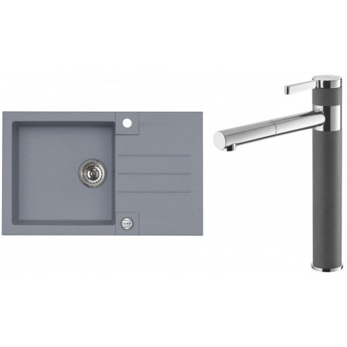 ALVEUS Set ROCK 130 dřez 780x480 mm + baterie ZINA, Steel 04