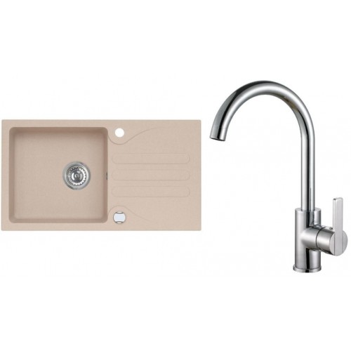 ALVEUS Set GALAPAGOS 30 dřez 770x430 mm + baterie TONIA, béžová + chrom