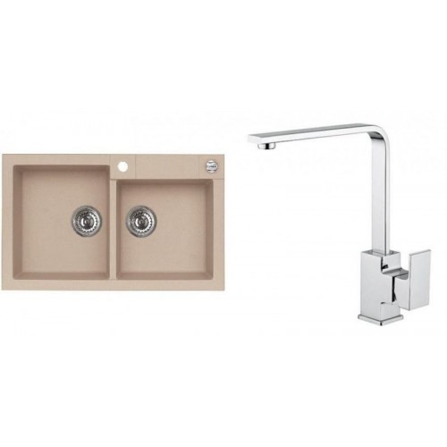 ALVEUS Set ROCK 90 dřez 780x480 mm + baterie RENO, béžová