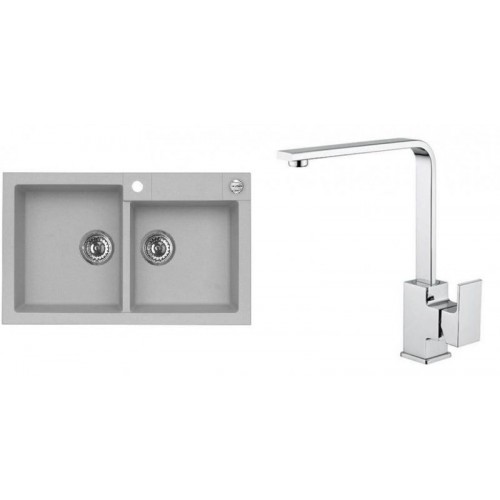 ALVEUS Set ROCK 90 dřez 780x480 mm + baterie RENO, beton